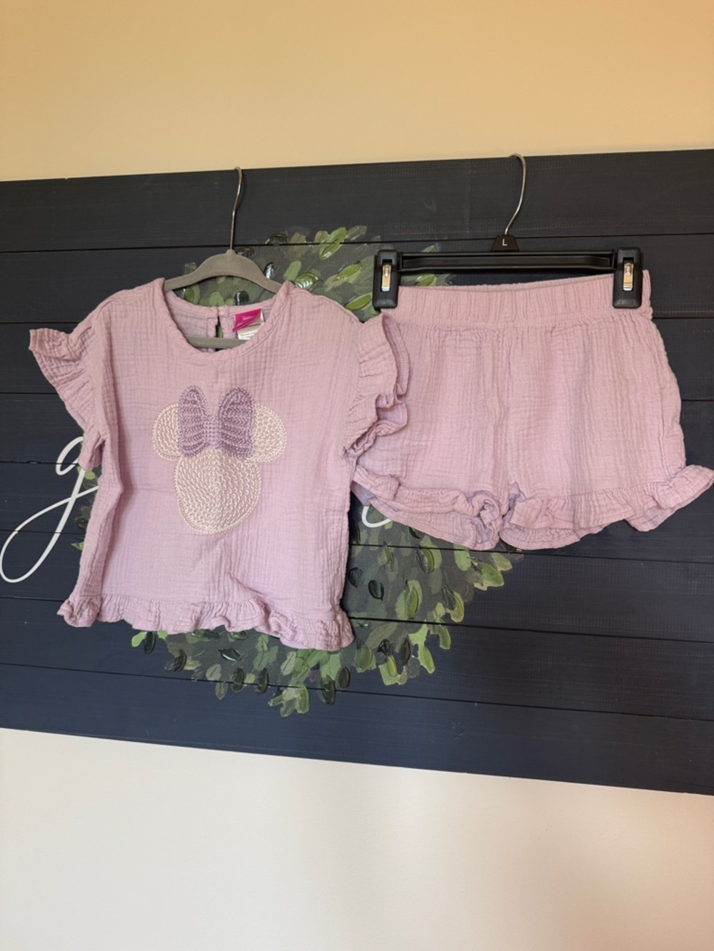 Girls Lavender Minnie Mouse Short Set